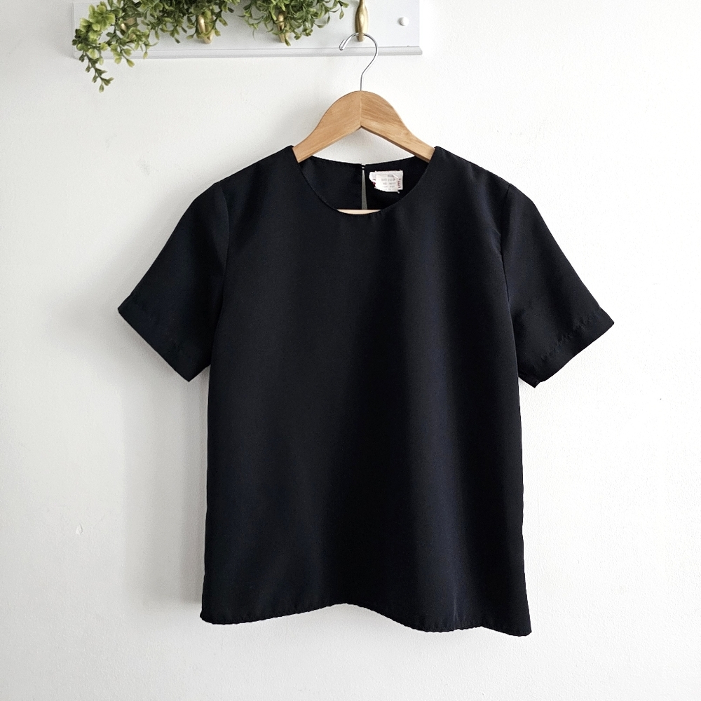 🖤 Vintage Lauren Lee Black Short Sleeve Blouse Minimalist Size Small Costa Rica